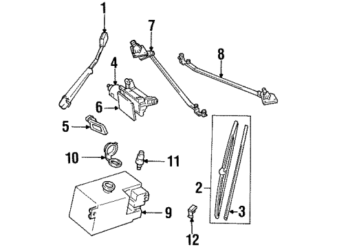 1990 GMC K2500 Wiper & Washer Components Container, Windshield Washer Solvent Diagram for 22127579