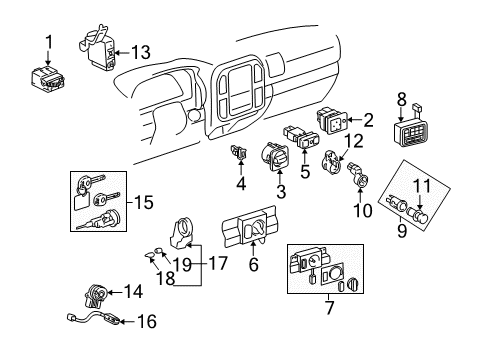 2000 Toyota Land Cruiser Switches Switch Assembly Diagram for 84310-6A470