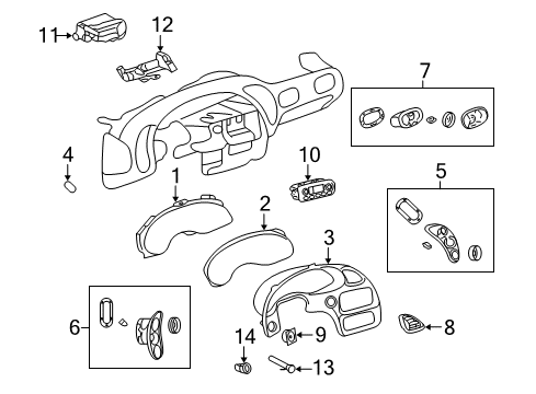 2002 Pontiac Bonneville Cluster & Switches Instrument Cluster Assembly Diagram for 9391532