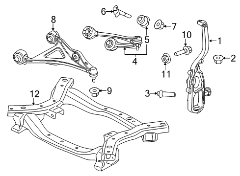 2013 Chrysler 300 Front Suspension Components, Lower Control Arm, Upper Control Arm, Ride Control, Stabilizer Bar Front Steering Knuckle Diagram for 4877275AB