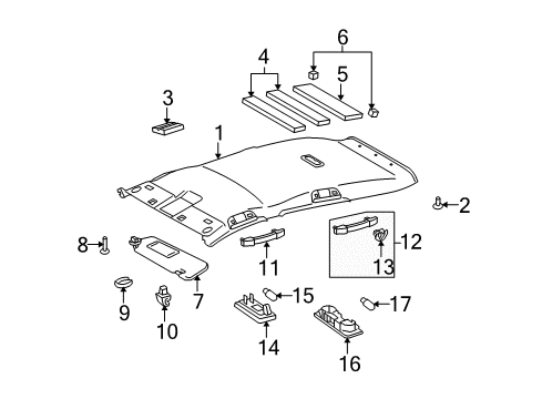 2010 Toyota Venza Interior Trim - Roof Headliner Diagram for 63310-0T023-A0