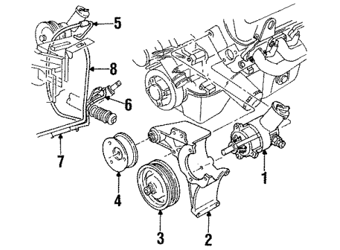 1998 Ford Mustang P/S Pump & Hoses, Steering Gear & Linkage Serpentine Idler Pulley Diagram for F65Z-8678-AAA