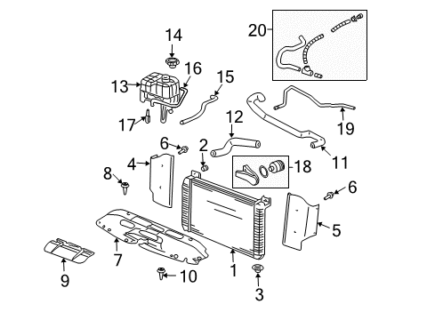 2004 Chevrolet Silverado 1500 Radiator & Components Radiator Diagram for 15193110