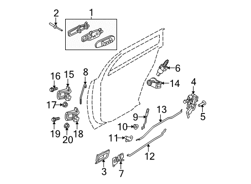 2005 Mercury Grand Marquis Rear Door Pull Pocket Diagram for 5W3Z-5422635-AAB