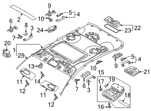 2019 Genesis G90 Interior Trim - Roof Bolt Diagram for 1125108201