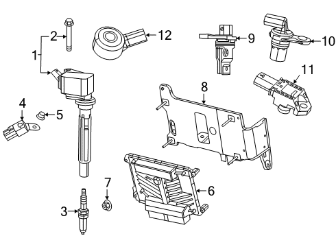 2020 Jeep Cherokee Ignition System Spark Plug Diagram for 68292346AA
