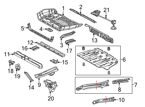2012 Toyota Sienna Rear Floor & Rails Cover Diagram for 58167-08021