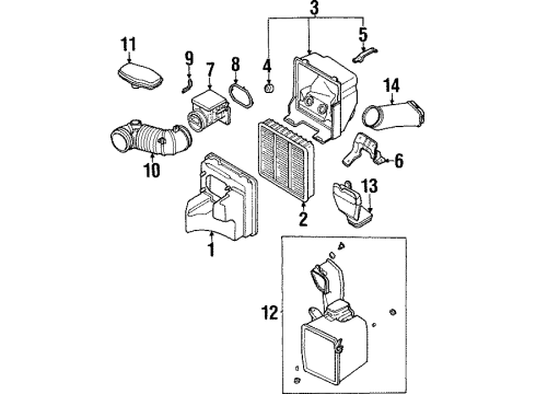 1997 Mitsubishi Mirage Filters Sensor, Air Cleaner Air Flow Diagram for MD172449
