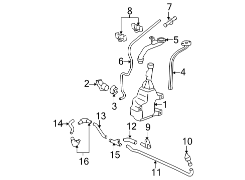 2008 Honda Civic Wiper & Washer Components Clip, Opener Cable & Washer Tube Diagram for 90691-SNA-003