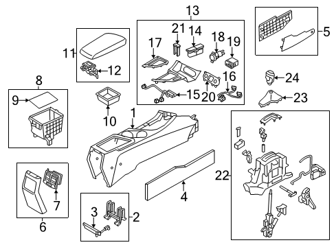 2013 Kia Optima Center Console Power Outlet Socket Assembly Diagram for 951201M100