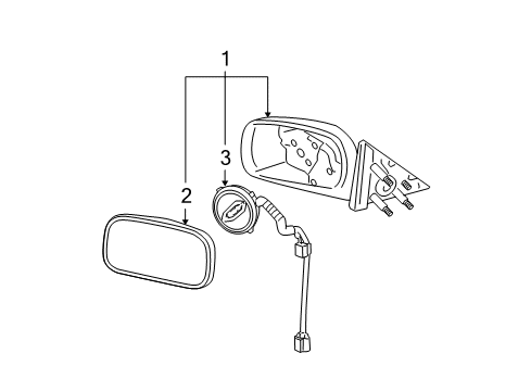 2007 Buick Lucerne Outside Mirrors Mirror Glass Diagram for 10387620