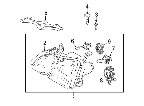 1998 Lexus LX470 Headlamps Headlamp Unit Assembly, Right Diagram for 81130-6A082