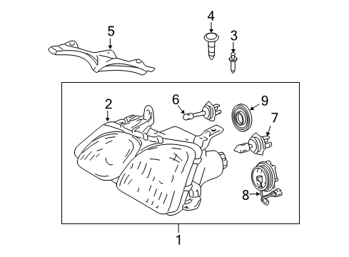 1998 Lexus LX470 Headlamps Headlamp Unit Assembly, Left Diagram for 81170-60802