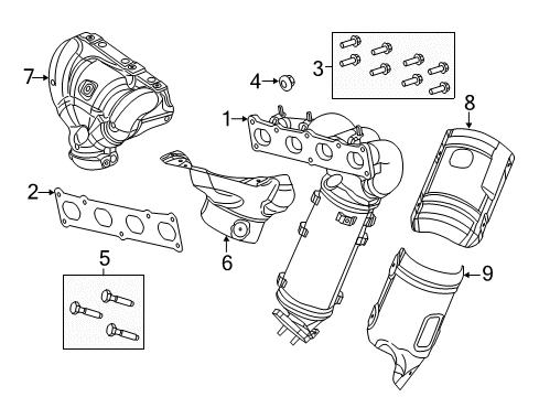 2016 Chrysler 200 Exhaust Manifold Exhaust Catalyst Converter Diagram for 68432342AA