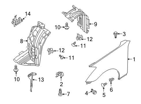 2007 Infiniti G35 Fender & Components Fender-Front, LH Diagram for 63101-AM830