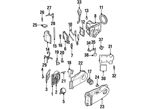 1996 Cadillac DeVille A/C Evaporator & Heater Components Actuator Diagram for 16180230