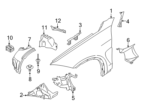 2017 BMW X5 Fender & Components Side Panel, Front Left Diagram for 51657373541