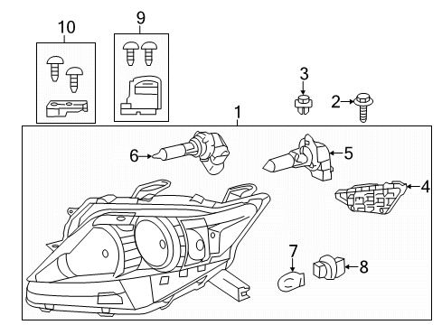 2015 Lexus RX450h Headlamps Headlamp Assembly, Left Diagram for 81150-0E150