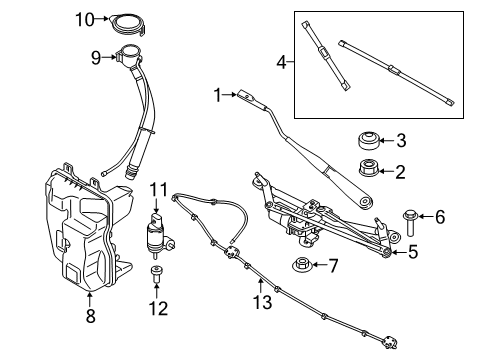 2019 BMW X2 Wiper & Washer Components Windshield Wiper Motor Diagram for 61617429701