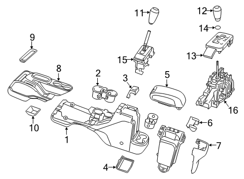 2013 Jeep Wrangler Gear Shift Control - AT Base-Floor Console Diagram for 5LW65VT9AB
