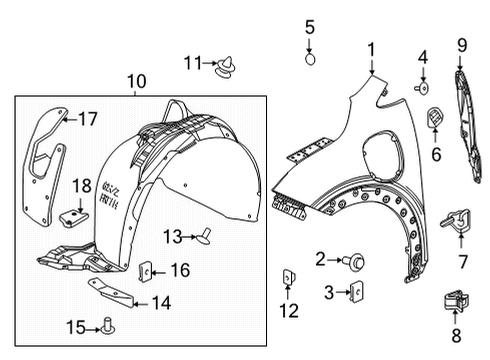 2022 Chevrolet Bolt EUV Fender & Components Deflector Diagram for 42603026