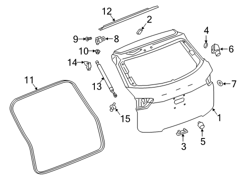 2021 Chevrolet Blazer Lift Gate Upper Weatherstrip Diagram for 84558610