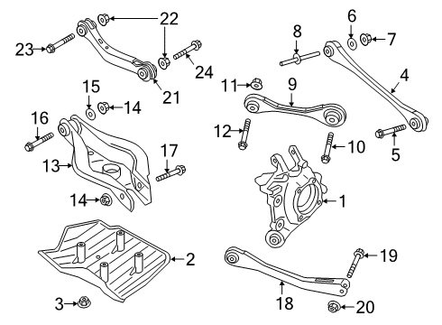 2021 Toyota GR Supra Rear Suspension Components, Lower Control Arm, Upper Control Arm, Ride Control, Stabilizer Bar Upper Link Diagram for 48770-WAA02