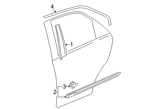 2003 Acura TL Exterior Trim - Rear Door Protector, Left Rear Door (Satin Silver Metallic) Diagram for 75323-S0K-A01ZF