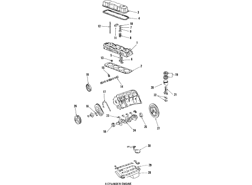 1988 Pontiac Fiero Engine Parts, Mounts, Cylinder Head & Valves, Camshaft & Timing, Oil Pan, Oil Pump, Crankshaft & Bearings, Pistons, Rings & Bearings Mount Diagram for 10064949