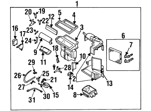 1996 Nissan Maxima Heater Core & Control Valve Core Assy-Front Heater Diagram for 27140-4Y900