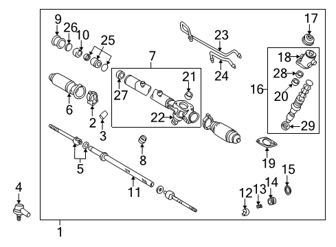 1999 Toyota Solara Steering Column & Wheel, Steering Gear & Linkage Pinion Shaft Kit Diagram for 44210-06090