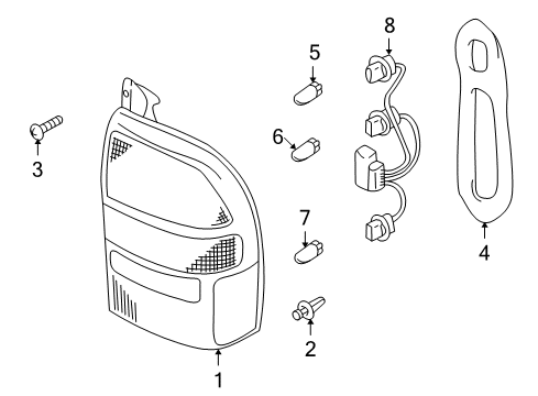 2002 Chevrolet Tracker Bulbs Lamp, Tail Diagram for 91174688