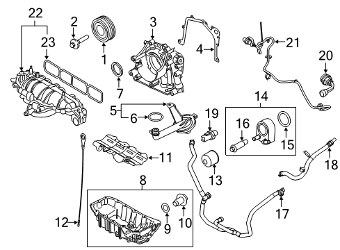 2015 Ford Transit Connect Engine Parts, Mounts, Cylinder Head & Valves, Camshaft & Timing, Variable Valve Timing, Oil Cooler, Oil Pan, Oil Pump, Balance Shafts, Crankshaft & Bearings, Pistons, Rings & Bearings Manifold Gasket Diagram for BM5Z-9439-A