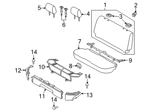 2012 Toyota Yaris Rear Seat Components Seat Cushion Diagram for 71601-52D61-B0