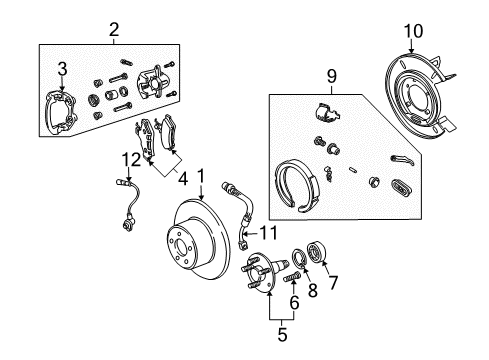 2006 Pontiac GTO Rear Brakes Rotor Diagram for 92228519