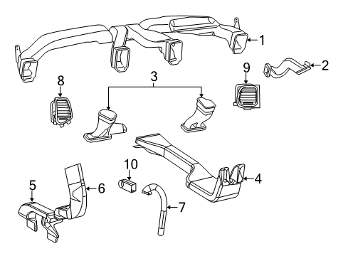 2012 Dodge Durango Ducts Outlet-Air Conditioning & Heater Diagram for 1UQ86DX9AD