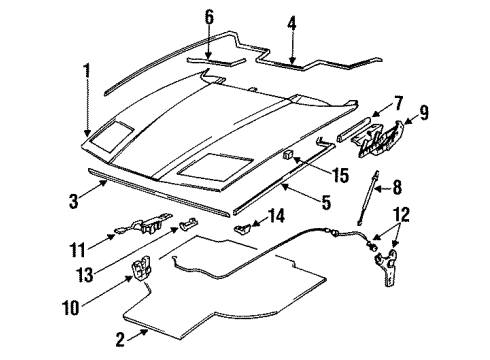 1994 BMW 850CSi Hood & Components Left Front Engine Hood Sealing Diagram for 51718108191