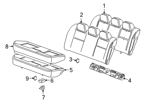 2015 Chevrolet Impala Limited Rear Seat Components Pad, Rear Seat Cushion Diagram for 19123865