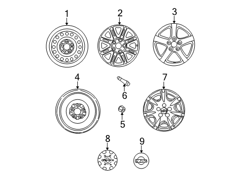 2001 Nissan Maxima Wheels, Wheel Covers & Trim Aluminum Wheel Diagram for 40300-2Y629