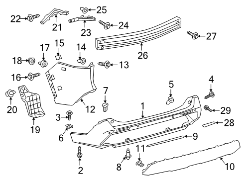 2019 Toyota RAV4 Rear Bumper Reflector Nut Diagram for 90159-40246