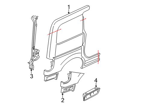 2017 Chevrolet City Express Side Panel & Components Rear Pillar Diagram for 19317645