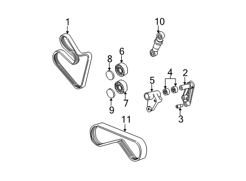 2005 BMW X5 Belts & Pulleys Drive Belt Idler Deflection Pulley Diagram for 11287549557