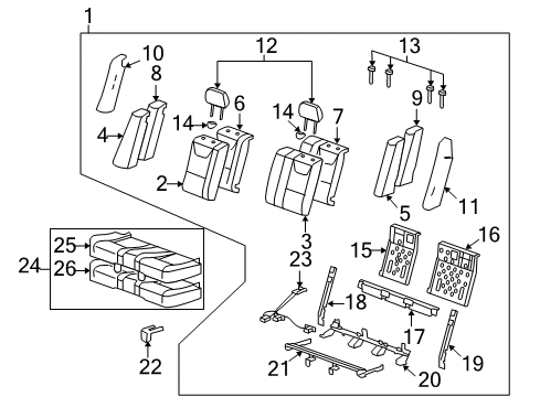 2008 Chevrolet Malibu Rear Seat Components Pad, Rear Seat Back Side Diagram for 10396689