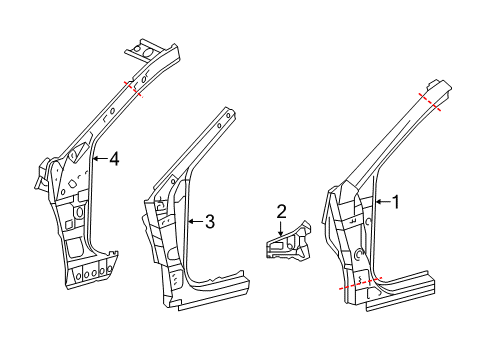 2016 Toyota Camry Hinge Pillar Inner Hinge Pillar Diagram for 61102-06210