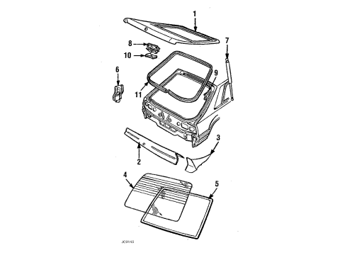 1984 Ford Mustang Lift Gate Cylinder & Keys Diagram for D6ZZ6943505A