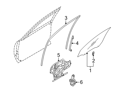 2008 Kia Amanti Front Door Run-Front Door Window Glass L Diagram for 825303F000