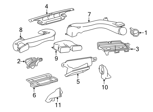2011 Scion tC Ducts Outer Duct Diagram for 55880-21020