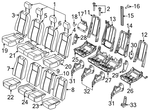 2015 Ford Transit-250 Rear Seat Components Seat Cushion Pad Diagram for CK4Z-9963841-B