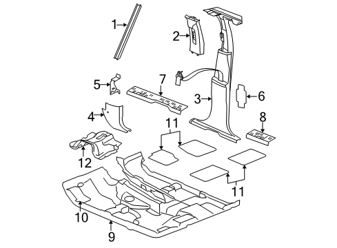 2009 Jeep Commander Interior Trim - Pillars, Rocker & Floor Molding-A-Pillar Diagram for 5JP15BDXAD
