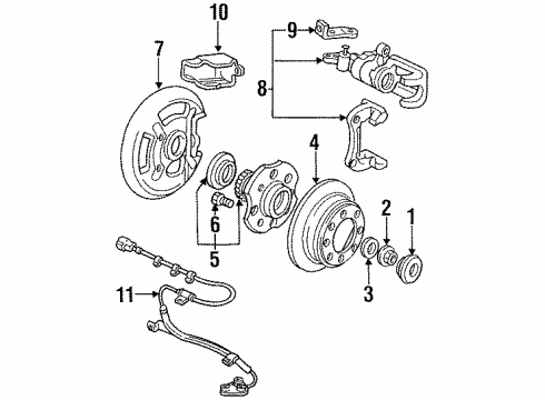 1996 Honda Accord Rear Brakes Hose Set, Rear Brake Diagram for 01466-SW3-000